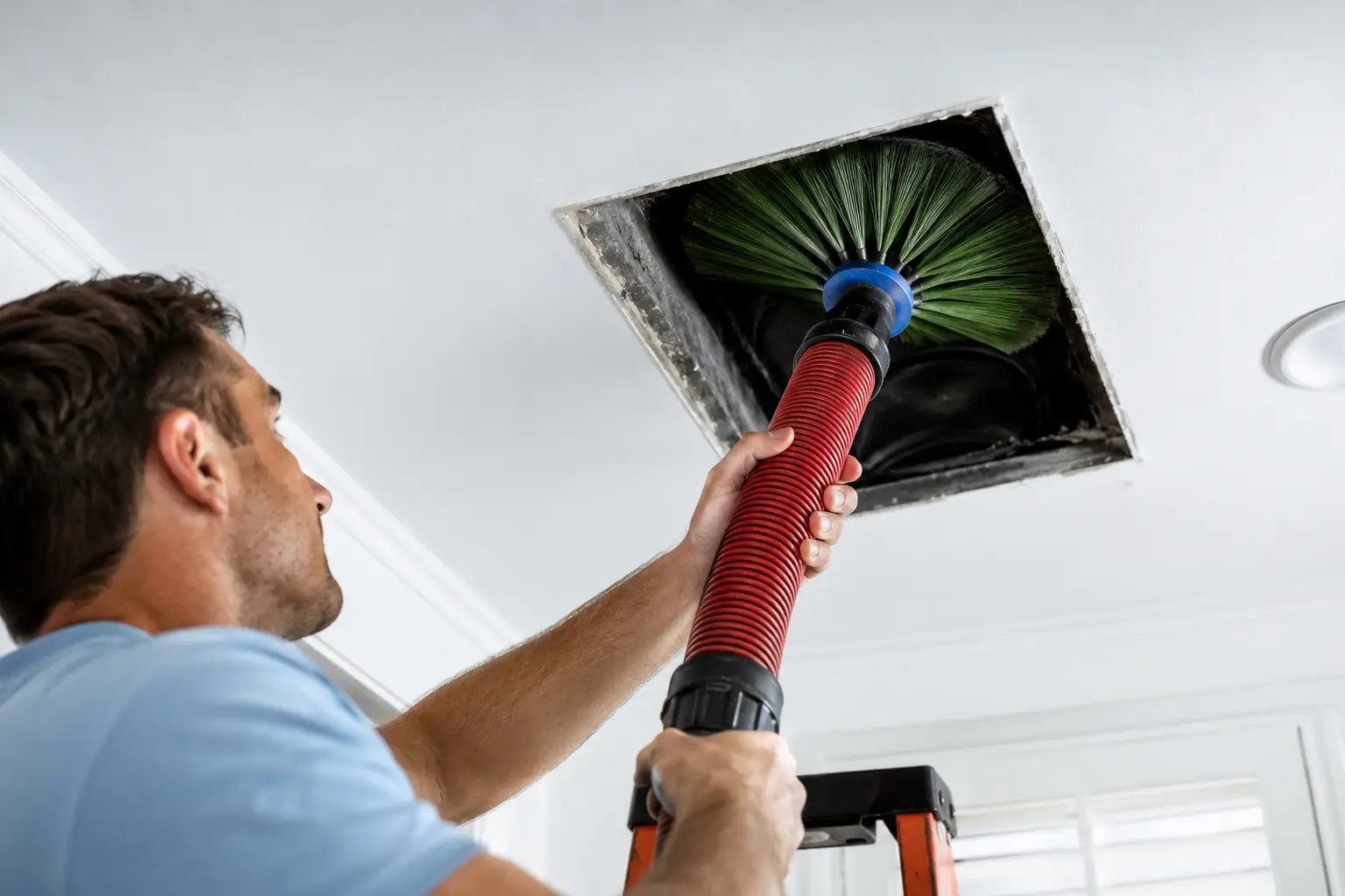 Air duct cleaning technician